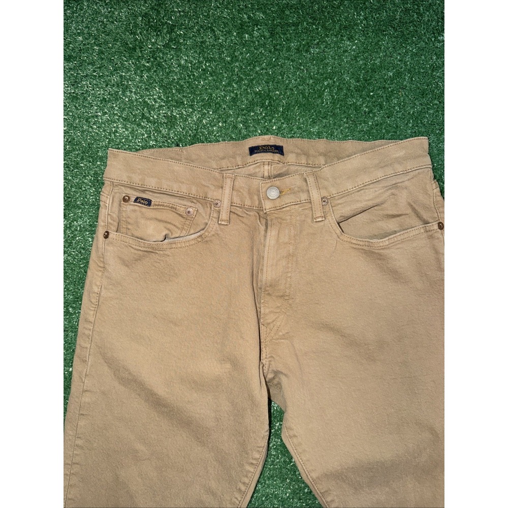 Polo Ralph Lauren Jeans Mens 32x32 Brown Tan Denim Varick Slim Straight - Picture 2 of 6